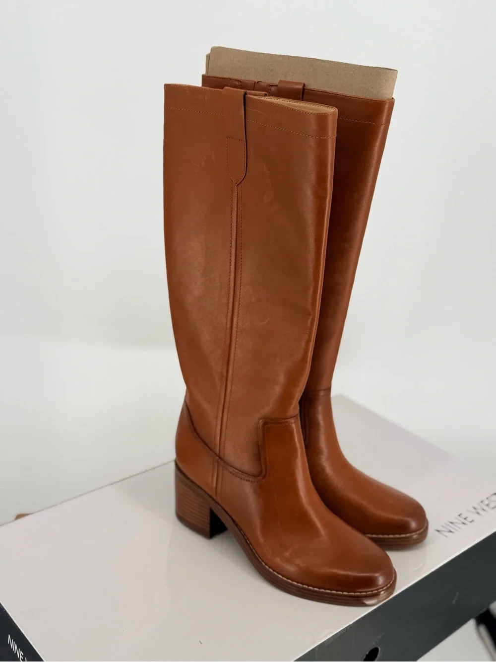 New Nine West Women's Tall Leather Riding Boots - Brown size 8.5M